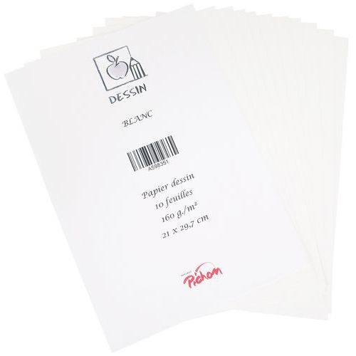 Feuille de dessin 160 g blanc 21 x 29,7 (Pochette de 10) - Image principale