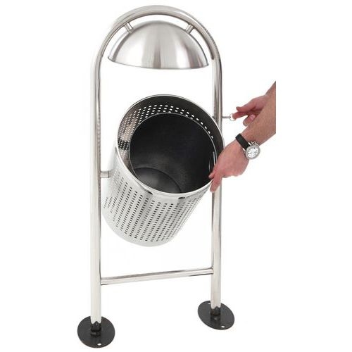 Poubelle ronde d'extérieur avec protection pour la pluie 27L - Image 2