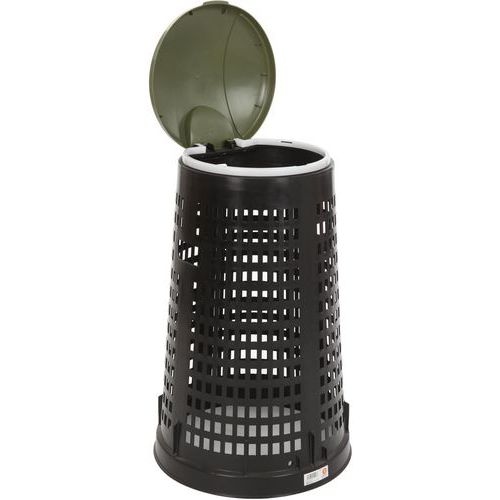 Poubelle ronde en plastique perforé Ruff 110L noir vert - Image 2