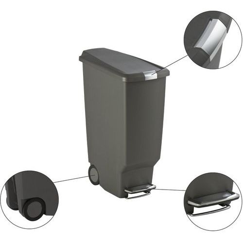 Poubelle Slim Step Can 40L, Coloris : Gris - Image 4