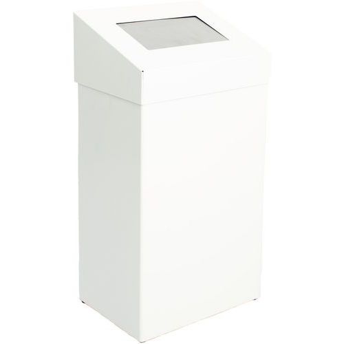 Poubelle métallique - 50 L - 38 x 68 x 25 cm Blanc - Image 2