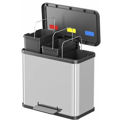 Poubelle Öko Trio Plus L 3 x 9 L - Hailo, Matériau : acier inoxydable - Image 5