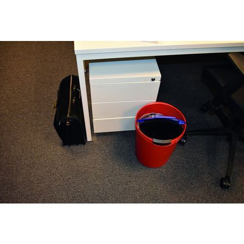 Corbeille ronde à papier en plastique - 18 L Rouge - Image 2