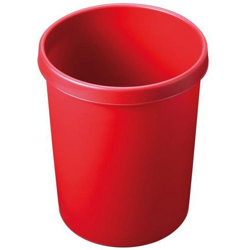 Corbeille ronde à papier en plastique - 45 L Rouge - Image 2