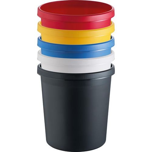 Corbeille ronde à papier en plastique - 45 L Rouge - Image 3