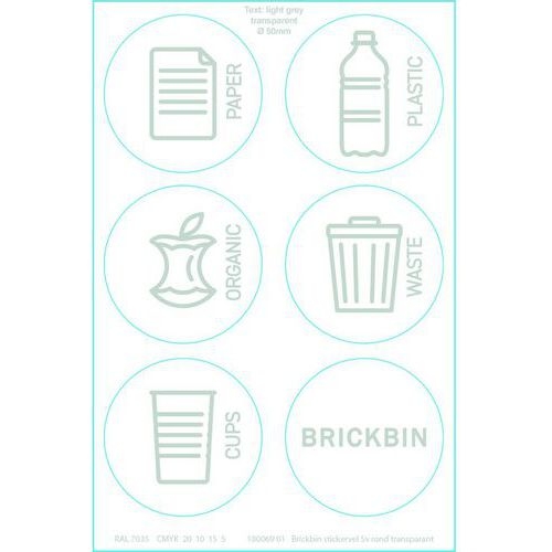 Poubelle circulaire BrickBin 65L Plastiques blanc / orange - Image 4