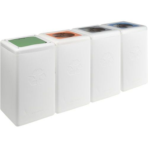 Poubelle circulaire BrickBin 65L Plastiques blanc / orange - Image 2