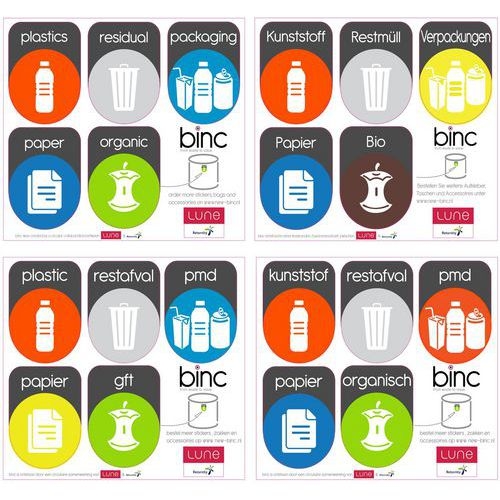 Poubelle tri sélectif Lune Binc 3flux couvercle ouvert Blanc - Image 6