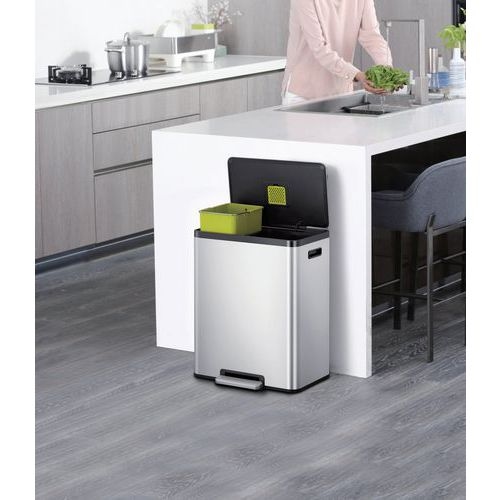 Poubelle à pédale Ecocasa II Recycling Step Bin 36+24 L inox - Image 2