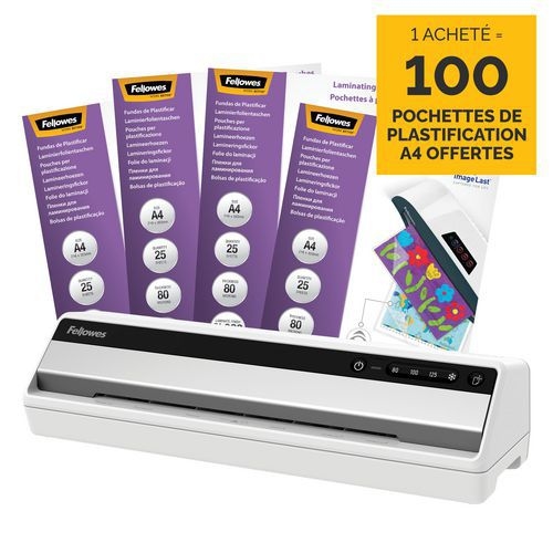 Plastifieuse Fellowes saturne 3I + 1 boite de 100 pochettes plastification 80 microns offerte - Image principale
