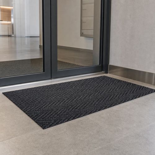 Tapis d'entrée polypropylène à chevrons 90 x 60 cm Anthracite - Image 6