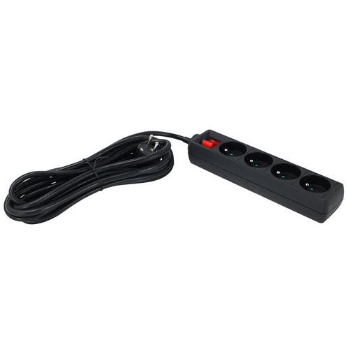 Multiprise 4 prises avec interrupteur noir - 4,0 m - Image 3