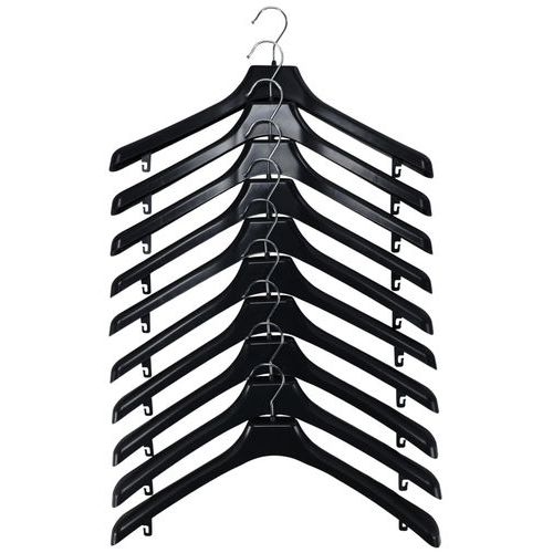 Lot de 10 cintres SJ45 en plastisque sans barre de pantalon noir - Image 5