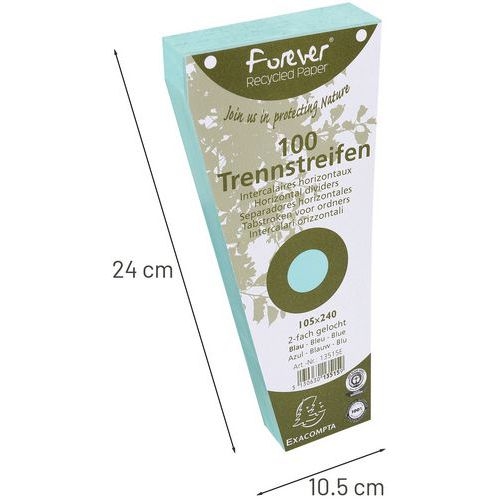 Lot de 6 paq. 100 fiches Intercal. trapèz. unies perf. 105x240mm bleu - Image 3