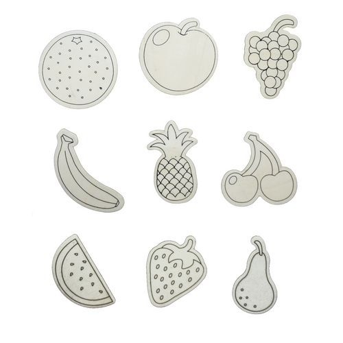 Pack d'aimants Fruits en bois à colorier - 9 pcs - Image 2