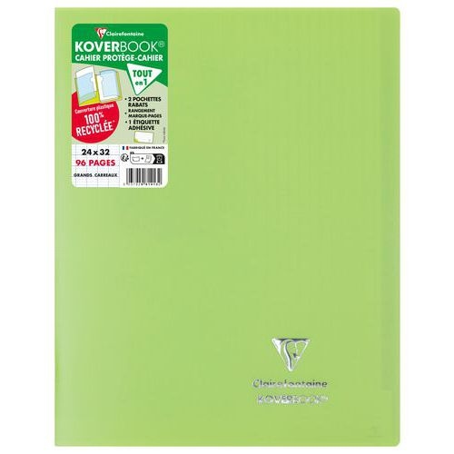 Koverbook piqué polypro opaque Vert 24x32cm 96p séyès - Lot de 10 - Image principale