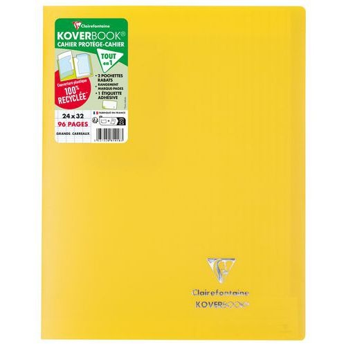 Koverbook piqué polypro opaque Jaune 24x32cm 96p séyès - Lot de 10 - Image principale