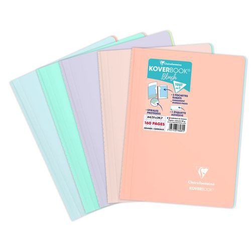 Koverbook Blush spirales enveloppante PP opaque 21x29,7cm 160p séyès - Lot de 5 - Image principale
