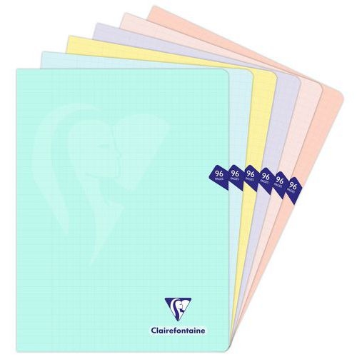 Mimesys PASTEL cahier piqué polypro 24x32cm 96p séyès coloris assortis - Lot de 10 - Image principale