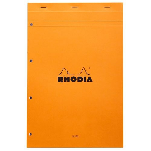 Bloc agrafé Rhodia ORANGE N 20 21x31,8cm Seyès 80f perf. 4t. 80g - Lot de 5 - Image principale