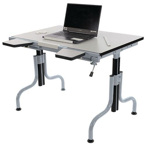 Glissière avec accoudoirs coulissants pour table Demeter - gris 9006 - Image 3