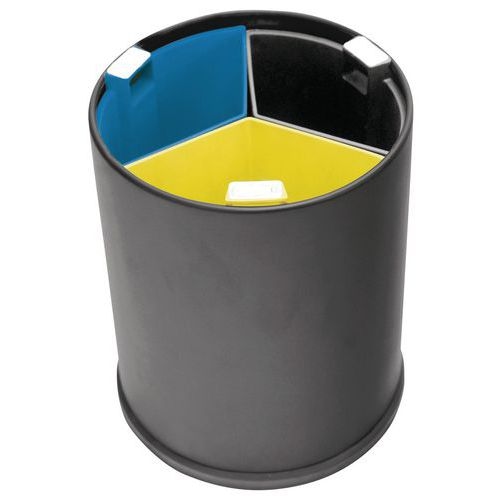 Poubelle de bureau 3 flux - Bacs colorés - 13 L - Image principale
