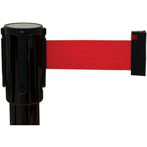 Poteau noir sangle rouge 5m base emboîtable noir - Image 3