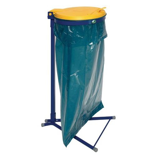 Support sac-poubelle standard bleu avec couvercle - 120 L - Image 3
