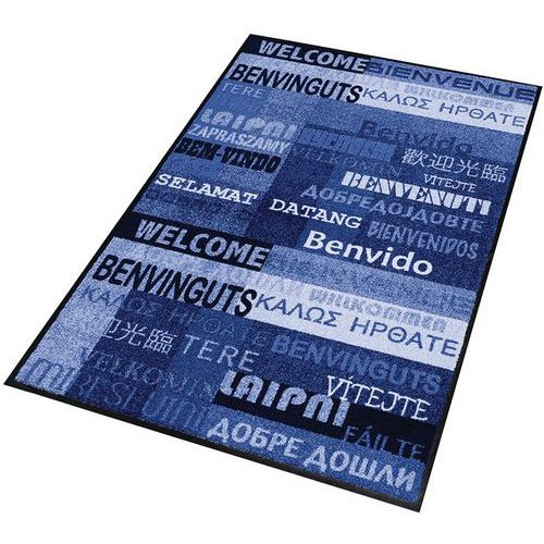 Tapis d'entrée décoratif zone de trafic peu intense New Welcome bleu - Notrax - Image principale