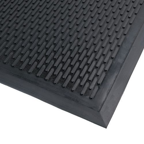 Tapis d'entrée extérieur en caoutchouc surface strié 90x150 Noir - Image principale