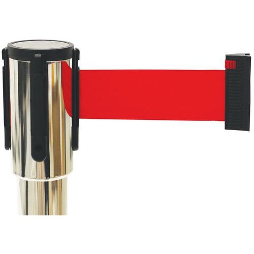 Poteau chromé à sangle 2 m - sangle rouge - Image 4