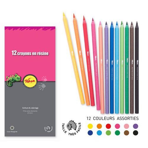 Etui de 12 crayons couleurs 18 cm résine Pichon - Image 3