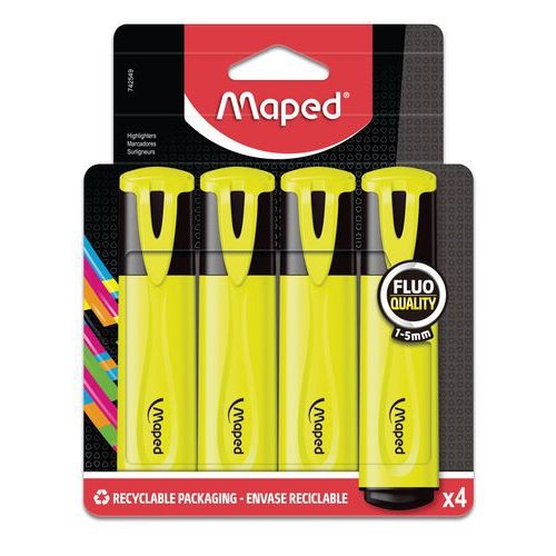 Gros fluo MAPED (Pochette de 4) - jaune - Image principale