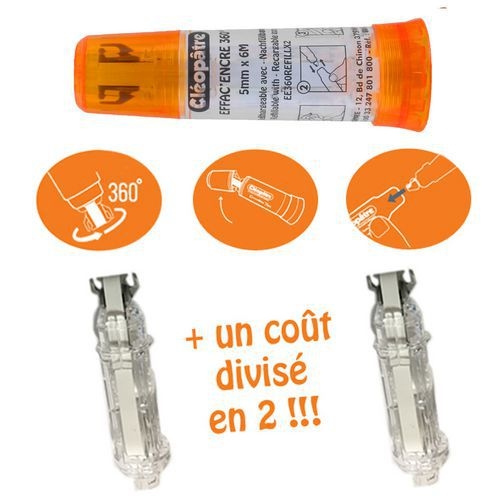 Lot de 2 recharges pour roller correcteur Effac’encre 360° Cléopâtre - Image 2