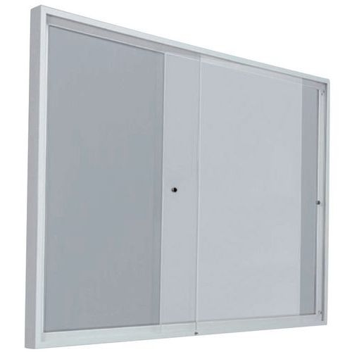 Vitrine intérieur porte coulissante fond acier coloris gris H 68 cm x L 116 cm - Image principale