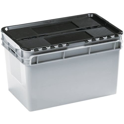 Bac std couvercle intégré H 335 mm Gerbage Couvercle Noir Coloris:Gris - Image principale