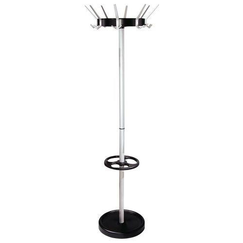 Portemanteau avec porte-parapluies Public 8 patères en alu noir/argent - Image principale