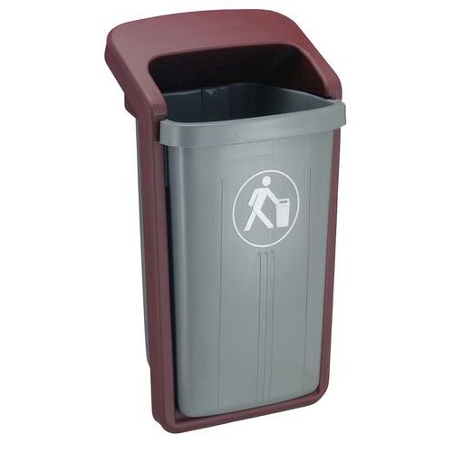 Poubelle d'extérieur plastique 50L gris bordeaux - Image principale