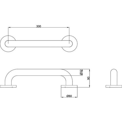 Barre de soutien - Ø 32 mm -30 cm - Inox satiné - Image 2