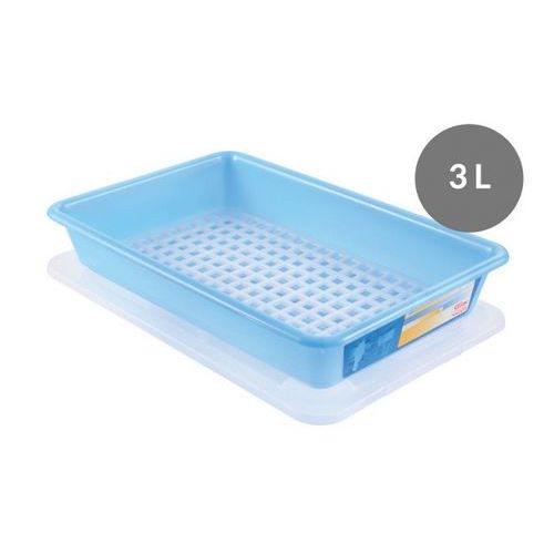 Bac plat HACCP avec couvercle et grille - GILAC, Coloris : Bleu - Image 2