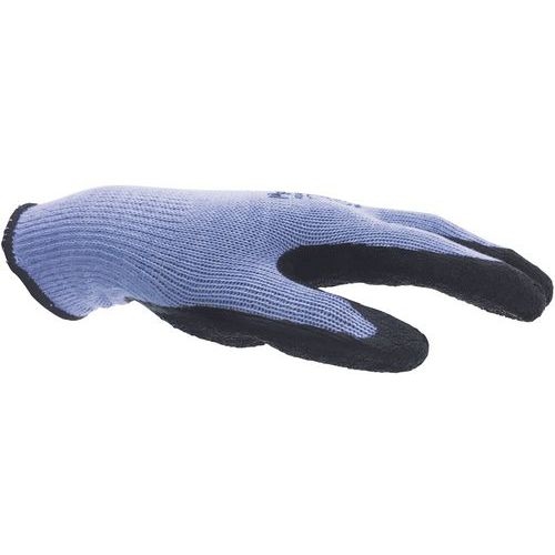 10 paires de gants tricotés enduits latex T10 Bleu/Noir - Image 2
