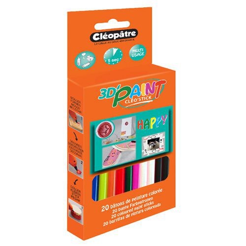 Recharge 20 bâtons de colle peinture vives 3D assorties - Image principale