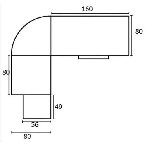 Mercure bureau droit+angle+tab Caiss 3 tiroirs L.160cm+L80cm Hêtre/alu - Image 3