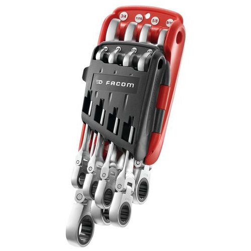 Jeu de clés mixtes articulées à cliquet en pouces sur étui - Image principale
