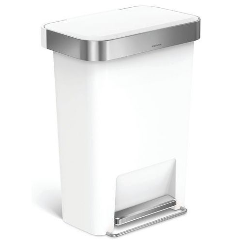 Poubelle à pédale rectangulaire 45L avec Liner Pocket, Coloris : Blanc - Image principale