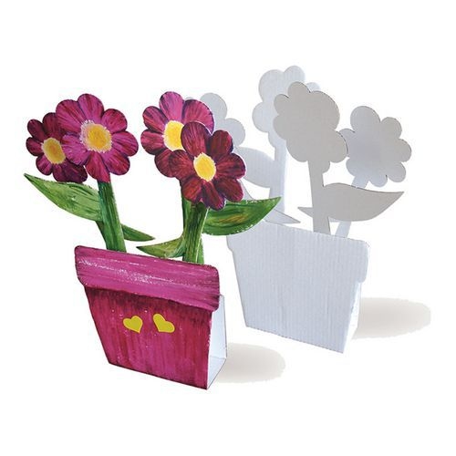 Pot de fleurs en carton blanc à décorer (Lot de 10) - Image principale