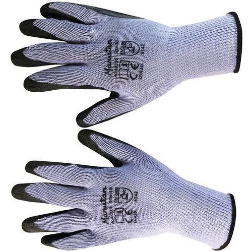 10 paires de gants tricotés enduits latex T10 Bleu/Noir - Image 8
