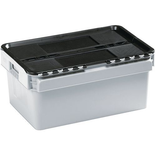Bac std couvercle intégré H 283 mm Gerbage Couvercle Noir Coloris:Gris - Image principale
