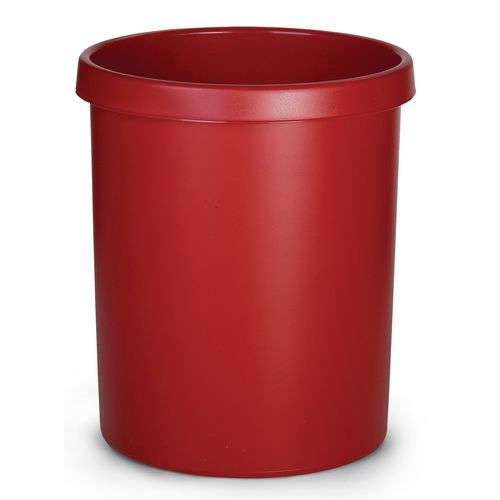 Corbeille ronde à papier en plastique - 30 L Rouge - Image principale