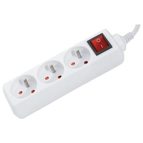Multiprise 3 prises avec interrupteur blanche - 0,8 m - Image principale